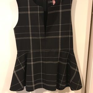 Theory Peplum window pane blouse
